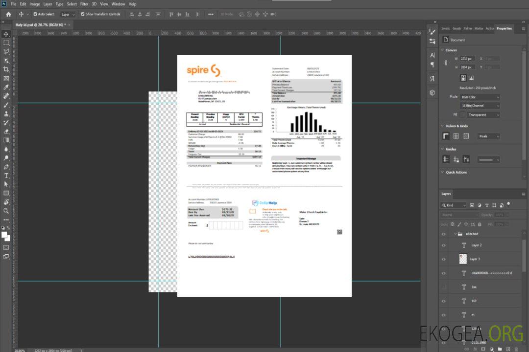 Facture commerciale du service public de gaz Spire, SCR template Facture commerciale du service public de gaz Spire, SCR template
